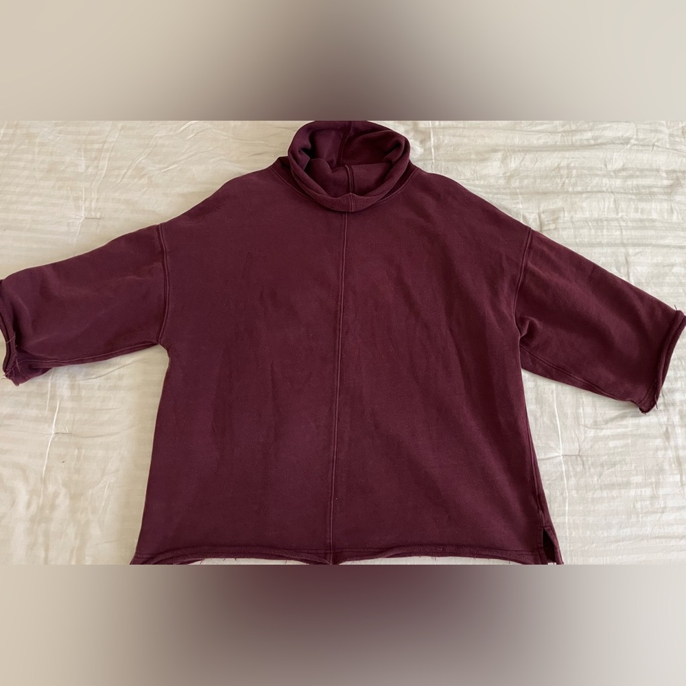 Free People Burgundy Turtleneck Tunic Sweatshirt